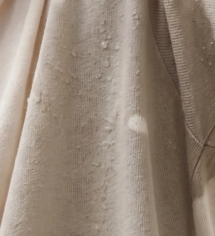 Tela con gotas de transpiración